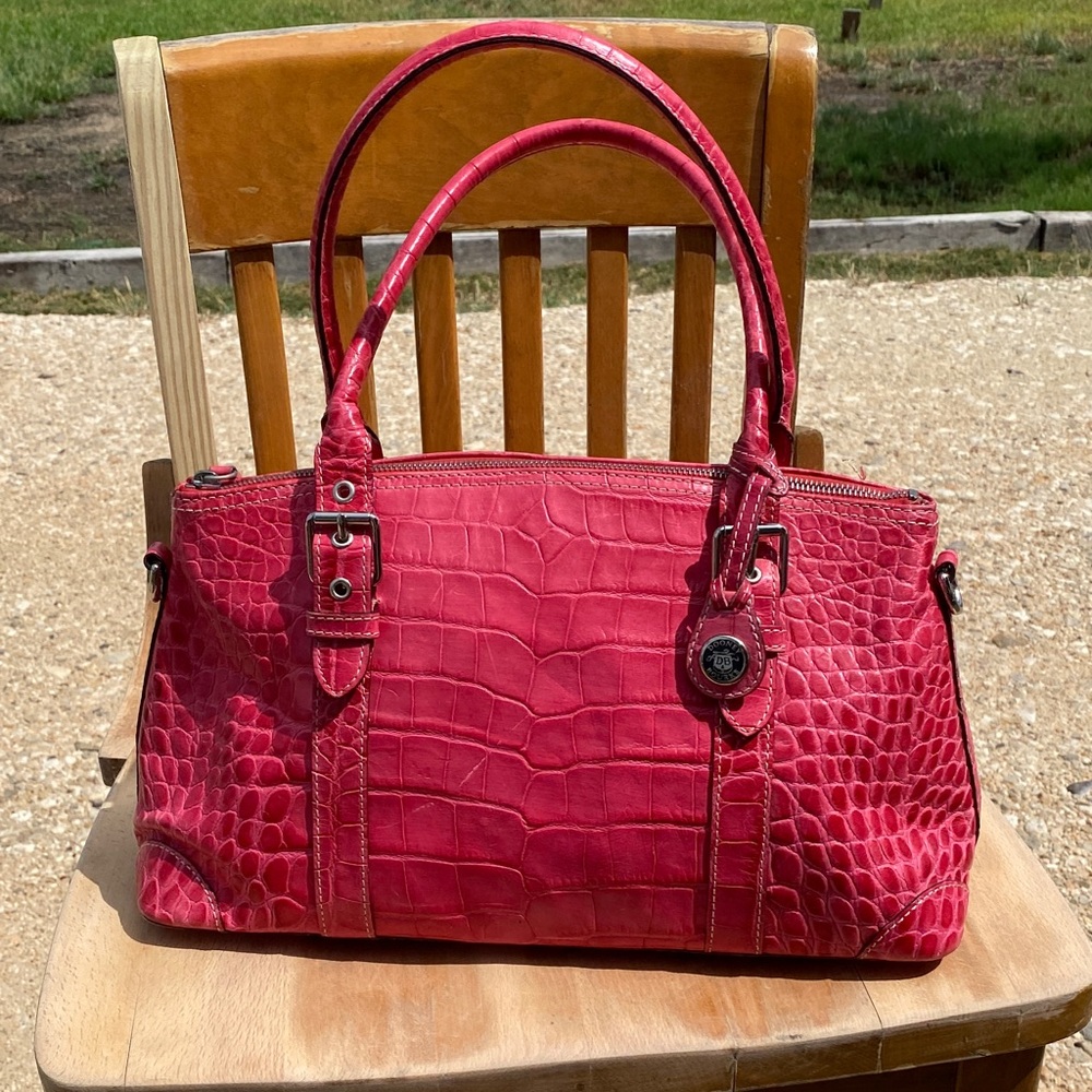 Dooney and Bourke hot pink Crocodile Pattern Handbag